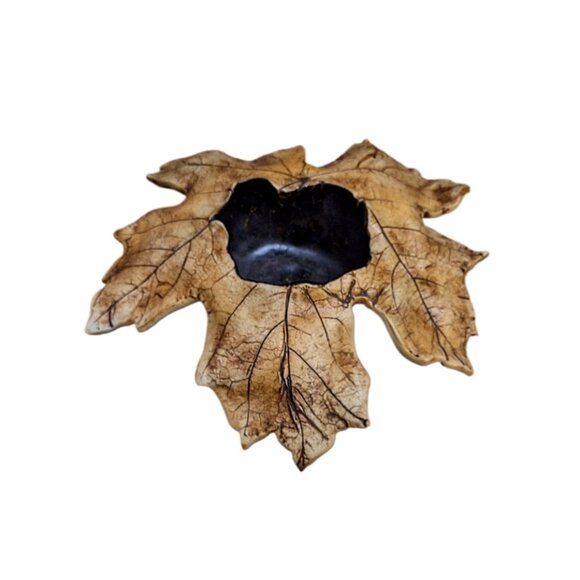 Studio Art Pottery Fall 7" Maple Leaf Shaped Votive Candle Holder - Picture 1 of 8